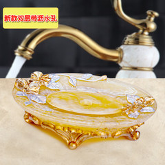 European style double disc Lishui soap bath soap box household ornaments are environmentally friendly household soap resin plate Fang Hua bi layer