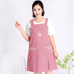 Kitchen Apron female Korean fashion Plaid Cotton straps apron anti clothing adult Korean shipping antifouling overclothes Violet