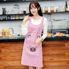 Kitchen waterproof apron apron Home Furnishing adult Korean fashion female anti oil sleeveless smock overalls home Violet