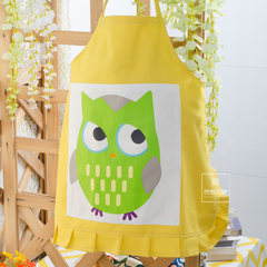 Korean cartoon simple adult cotton fabric apron body linen lovely children's yellow fruit shop apron Red Wing Brown Owl apron