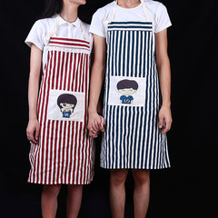 Korean fashion lovely Kitchen Apron apron bespoke apron string Japanese shipping trade Zakka Blue stripe apron
