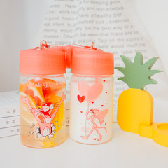 The Japanese Harajuku Pink Panther glass creative trend lovely female students readily portable cup fresh juice cup B/ sneakers Leopard