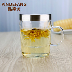 Character square glass cup filter large tea mug and thick stainless steel cover cup lovely flowers Stainless steel cover three cups