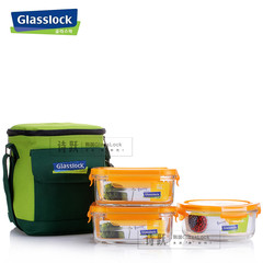 South Korea Glasslock three cloud toughened glass bowl box set of three color GL30 insulation White lid