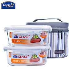 LOCK&LOCK heat resistant glass preservation box, student lunch box, lunch box, 740ml with insulation bag Lunch box set