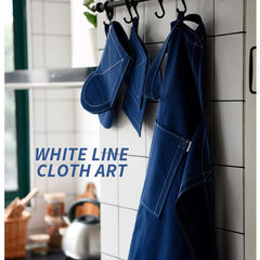Monthly. Dark blue imitation denim design, cotton canvas apron, microwave oven gloves, cushion pad, heat insulation pad Microwave oven gloves (Dan Zhi)