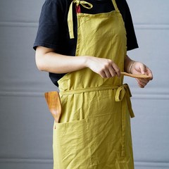The blue lotus cotton cloth apron solid small kitchen baking fresh red yellow green corset creative brief Pink