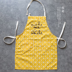 Monthly. Wait for the wind to the Nordic style cotton fabric apron simple sleeveless smock Fan Chunmian kitchen Black grid