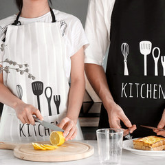 Creative personality, Nordic style, kitchen, household fabric apron, fashion alphabet apron, bust pocket, sleeveless apron 01.kitchen-[Beige]