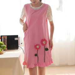 Fashion simple snow and snow apron, sleeveless neck apron, Korean loose skirt lace, housework apron RD pomegranate red