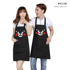 Xiongben custom made pure cotton canvas aprons, Korean fashion lovers, cartoon cartoon, men and women anti pollution water home Coffee (silly silly look) a