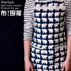 Sherlock apron Ribenyuandan cloth cotton skirt 2 cartoon art fan belt pocket work clothes shop [size] polar bear apron