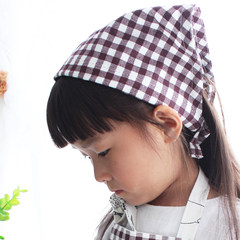 Cotton plaid turban household smoke baking kitchen chef hat scarf fabric waiter river health Coffee color (adult paragraph)