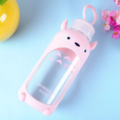 The glass cup children cartoon cute Korean portable portable simple fresh chinchilla handy cup cup Pink