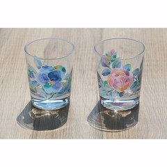 Spot Japanese imports, American espresso and blue Japanese flower cups, cups, birthday gifts Pansy 350ML