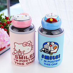 Korean children cartoon cute Korean female student glass bottle with creative super adorable portable water cup Little bear KT