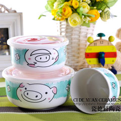 Plastic lunch box set for microwave oven fresh supplies lunch box sealed box ceramic bone china bowl gules