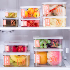 日本进口塑料食品储物盒便当盒饭盒冰箱食物密封盒冷藏冷冻保鲜盒 1600ml