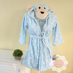 Free shipping！ Kangle house and thickened coral fleece bathrobe bathrobe Nightgown baby child children with cap S116 Trumpet (S) Color