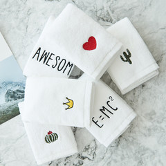Ins wind water thickening embroidery white hotel towel bath towel simple small fresh cotton napkin M face towel (immortal tree) 33x75cm