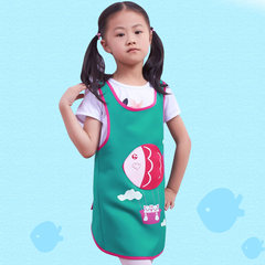 Kindergarten art painting clothing overclothes cute cartoon apron to eat children drawing custom apron Bluish green