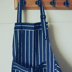 Good morning | Nordic classic dark blue stripe cotton dark dirty apron thickened restaurant apron Dark blue stripes