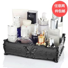 Transparent Anna Sui rose flower special make-up box, jewel box, desktop storage box, square big box Large black