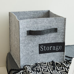 South Korean exports contracted solid gray box felt debris basket containing Nordic finishing snacks storage basket Grey Felt storage