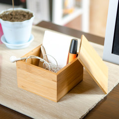 A simple bamboo wooden box cover Cute Mini creative lipstick jewelry earrings storage box jewelry box