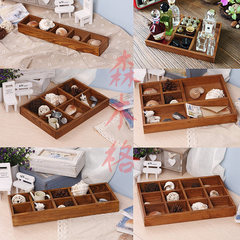 Zakka retro wooden desk box a variety of desktop grid boxes containing cosmetics box 6 lattice