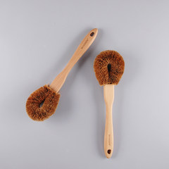Japanese shipping natural coconut palm long handle brush brush brush nonstick pans kitchen cleaning brush