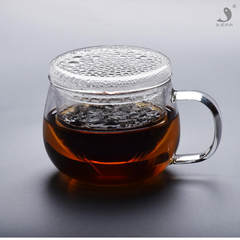Big fish beauty device, thicken glass cup, cover with filter liner, office cup, tea cup, high temperature tea cup Thickened glass