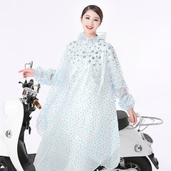 Electric single adult men and women raincoat 1 Big Brim Korea motorcycle with transparent sleeve thick poncho XXL A small blue brim with sleeves