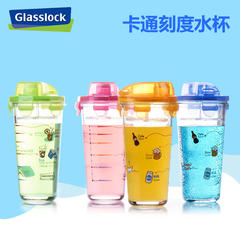 South Korea imported three clouds GLASSLOCK creative 450ML portable cup cup glass cup lemon milk cup 450ML green with cord / cup brush