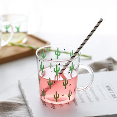 Oasis cactus cup, tea cup, home office, high temperature glass cup, round Three cactus