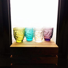 Clearance! Retro relief hummingbird glass, beer cup, breakfast cup, Zakka juice cup, mouthwash cup Violet