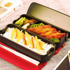 Japanese ASVEL lunch box, double layered plastic microwave oven, lunch lunch box for lunch White 620 lunch box + Bento bag + chopsticks spoon