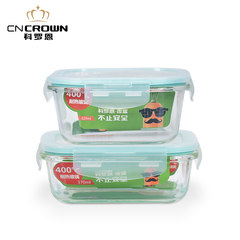 Koron authentic heat-resistant glass lunch box, microwave oven box, sealed bowl, convenient set, refrigerator preservation Long 370+ positive 800