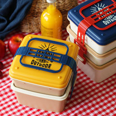 The new Japanese Bento Box XL three large capacity picnic food preservation ice box cassette boxes yellow