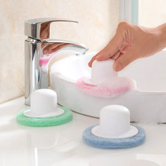Home with handle bathtub brush bathroom, strong decontamination sponge brush, kitchen washing pot cleaning brush ceramic tile sponge wipe Pink