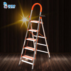 Domestic folding stainless steel miter ladder, indoor thickening ladder, multifunctional mobile retractable staircase, four or five step escalator Green pedal Aluminum Alloy - three step ladder