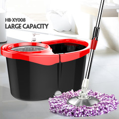 Good hand pressure increase mop bucket rotary mop magic double drive dry mop mop automatic pier head Violet 4 Metal basket Reinforced bar + stainless steel disc