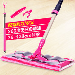 Rotary solid mop, flat mop, ceramic tile mop, household lazy hand washing wooden floor mop gules