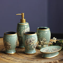 Exquisite ceramic sanitary ceramic ornaments set lotus wash brush cup five Suit Wedding Gift Five pieces of Saussurea involucrata