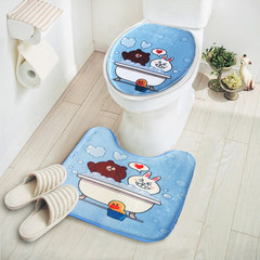 Cartoon garden toilet cushion, U shape pad, warm fashion seat ring cover, U type ground cushion package mail Brown bear (combination)