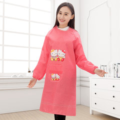 Wear long sleeved apron anti shipping oil pollution overclothes adult Korean cartoon fashion kitchen cooking apron apron Bordeaux meters