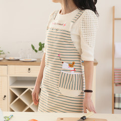 Korean cartoon summer adult apron Korean fashion lady cooking in the kitchen smock sleeveless drawing Cotton Apron Red stripe