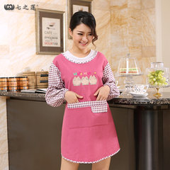 Men and women long sleeved apron with sleeves 30064 adult Korean fashion gowns aprons waterproof and oil proof European Princess Coffee Plaid