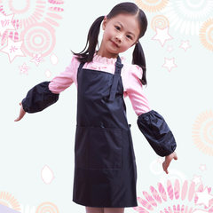 Children paint waterproof apron clothes 88005 child baby waterproof apron + cuff three suit custom overclothes Bluish green