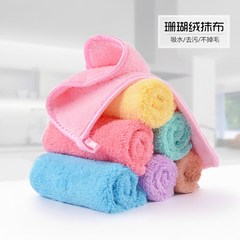 5 sets of coral plush cloth thickening, water can not get rid of wool, kitchen towels, washing dishes, wiping table, cleaning towel, dishcloth 5 sets (color random)